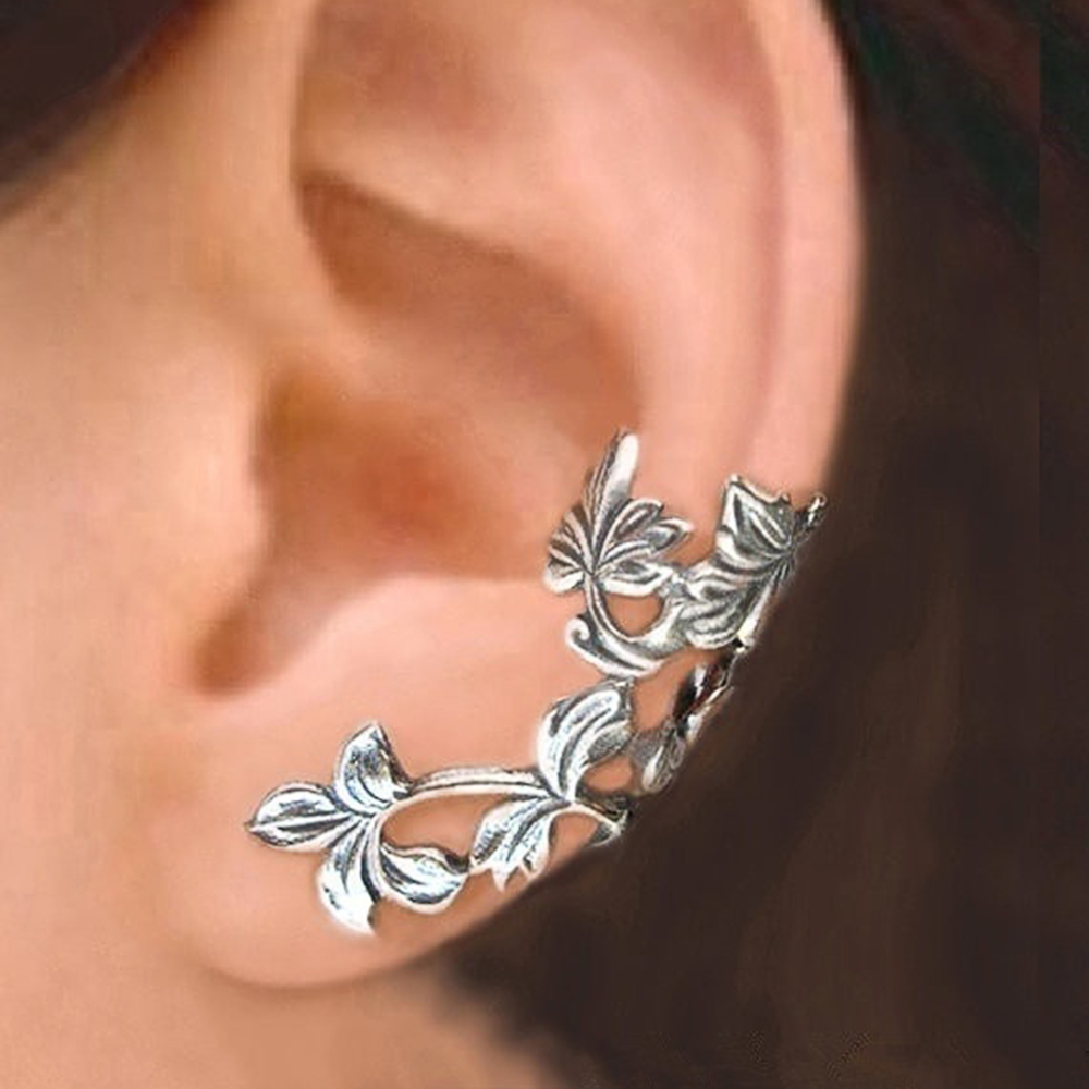 Huitan Weinrebenförmiger Ohrclip für Frauen, schlicht, stilvoll, für den täglichen Gebrauch, zarte Geschenke, Retro-Ohrringe, Schmuck