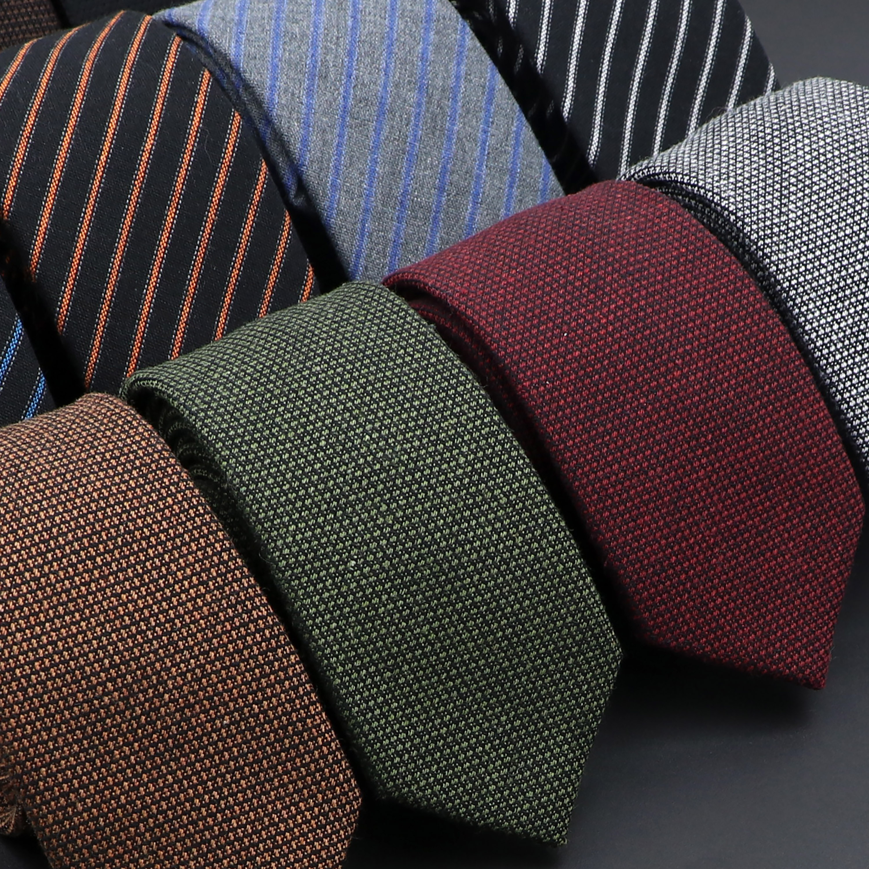Ban Đầu Rắn Cao Cấp Cotton Len Tay Quan Hệ Nam Cà Vạt Sọc Hẹp Cổ Áo Slim Cashmere Cổ Phối Phụ Kiện