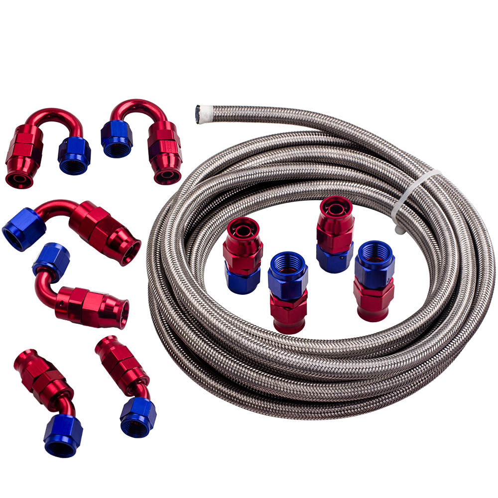 Roestvrijstalen Ptfe Brandstofleidingsslang 6M 20ft An6-6 Een Draaibare Fitting Retourset