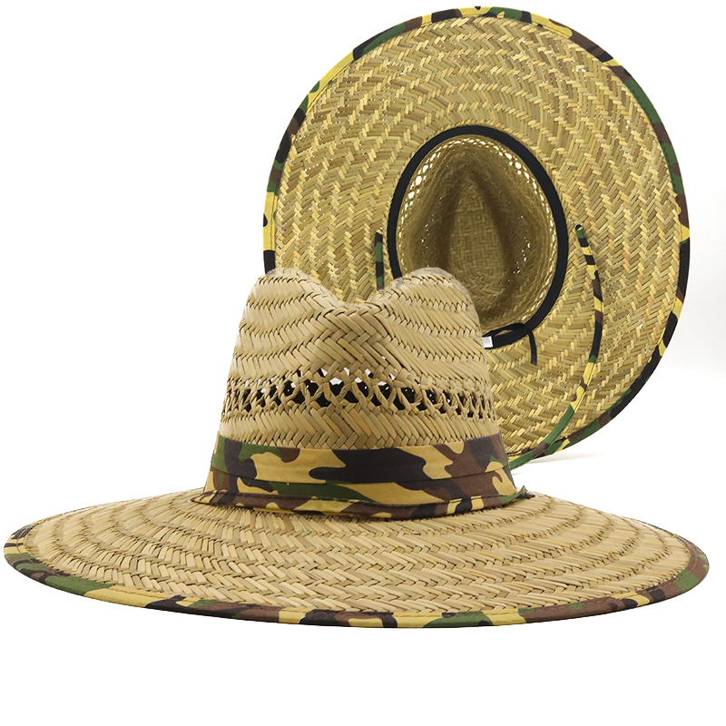 Simple travail manuel femmes hommes paille été plage chapeau de soleil en plein air été large bord Jazz Panama paille sauveteur chapeau femmes chapeau d'été