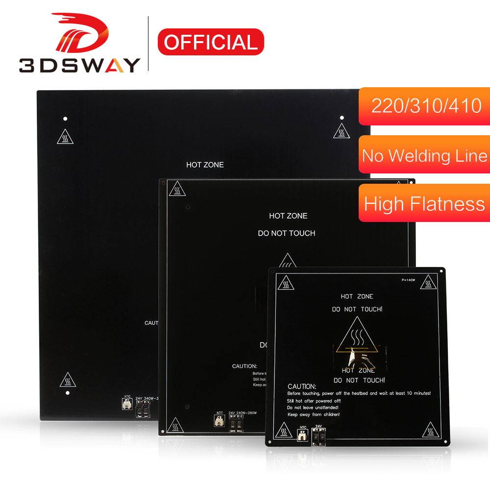 3dsway 3dprinter parte 3mm substrato de alumínio cama de calor quente 220/310/410mm ender3 cama aquecida 24v placa de viveiro preto com cabo