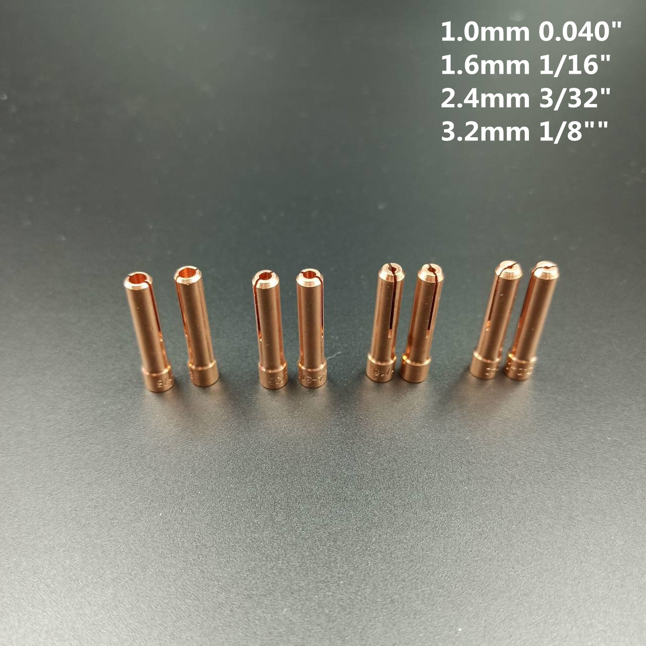 Dicas de Pinça Curta TIG, Série Tocha de Soldagem, 10N24S, 2.4mm, 1.0mm,1.6mm,3.2mm, WP17, 18, 26, 8Pcs