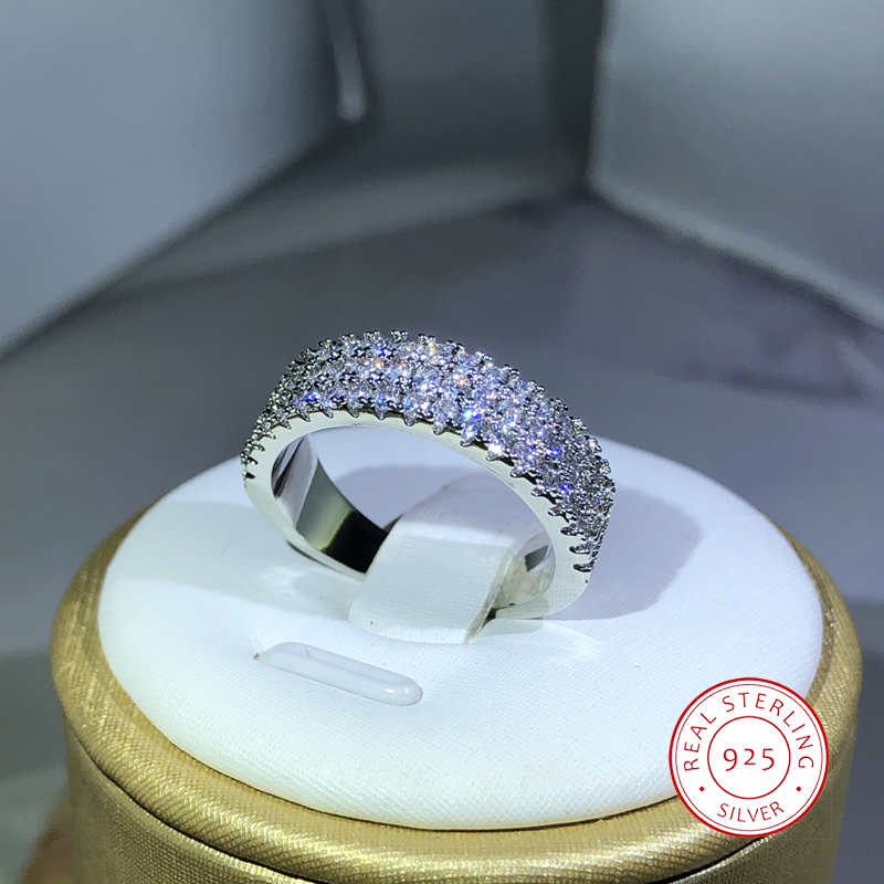 Bague en argent Sterling 925 incrustée de Zircon blanc, demi-anneau à la mode pour dames, bijoux de fête, de Cocktail, cadeau