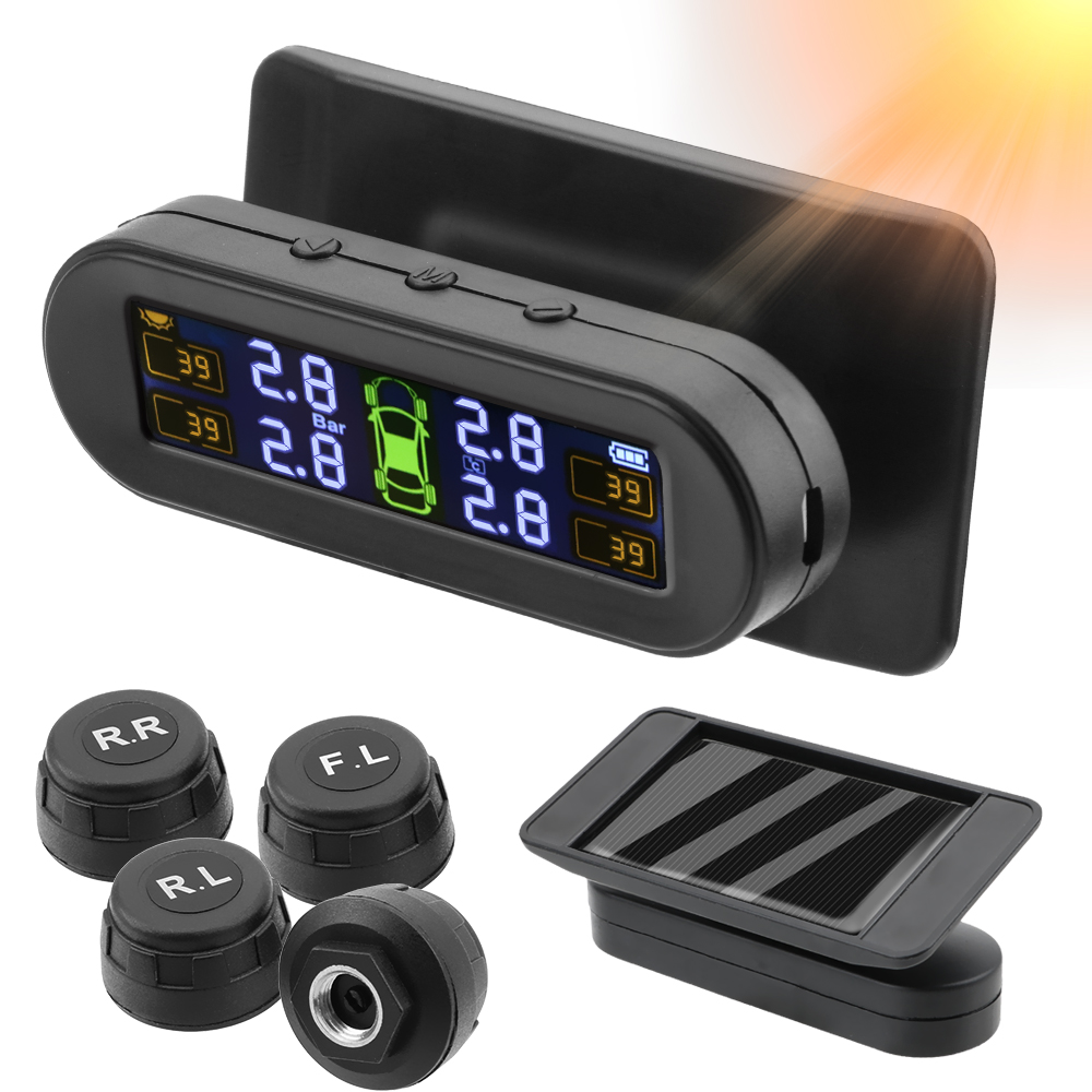 Sensores TPMS para coche, sistema de supervisión de presión de neumáticos, diagnóstico de ordenador a bordo, Solar/USB todoterreno, 4x4, accesorios para automóviles