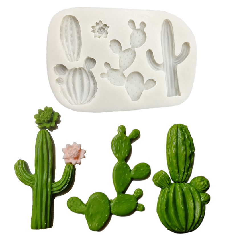 Moule en Silicone plante Cactus pour décoration de gâteau Fondant Cupcakes Sugarcraft biscuits bonbons cartes et argile résine outils de cuisson M2636