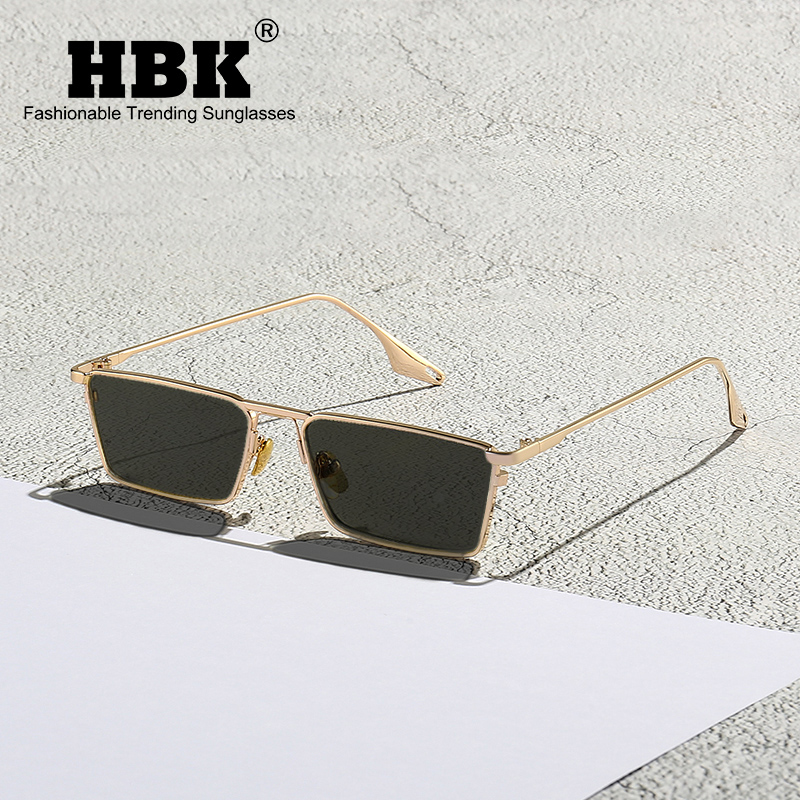 Hbk Vintage Kleine Mannen Zonnebril Rechthoek Metal Hip Pop Vrouwen Zonnebril Luxe Steampunk Vierkante Zonnebril Klassieke Oculos