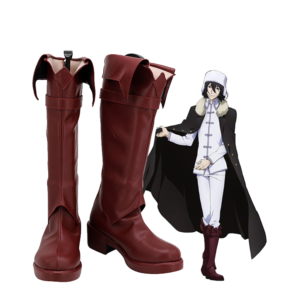 Sepatu Cosplay Fyodor Dostoevsky Sepatu Cosplay Bungo Stray Dogs Fyodor Sepatu Merah Buatan Khusus