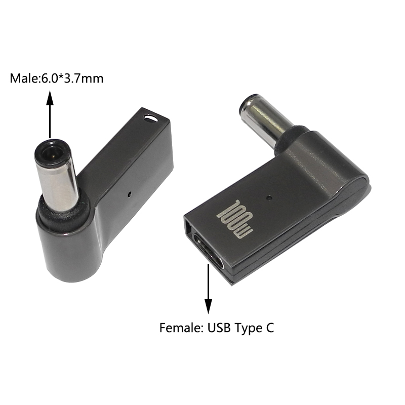 100 W USB-Typ-C-Konverter auf 6,0 x 3,7 mm Schnellladekabel-Adapter für Asus TUF Gaming FX705GM FX705GE FX705GD FX505 DC-Stecker