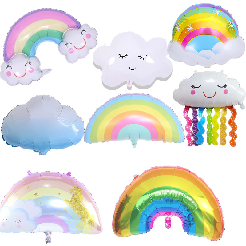 Nuevo globo de película de aluminio de la serie arcoíris de nube grande, juguete para niños, suministros de decoración para fiesta de cumpleaños, jardín de infantes y aula