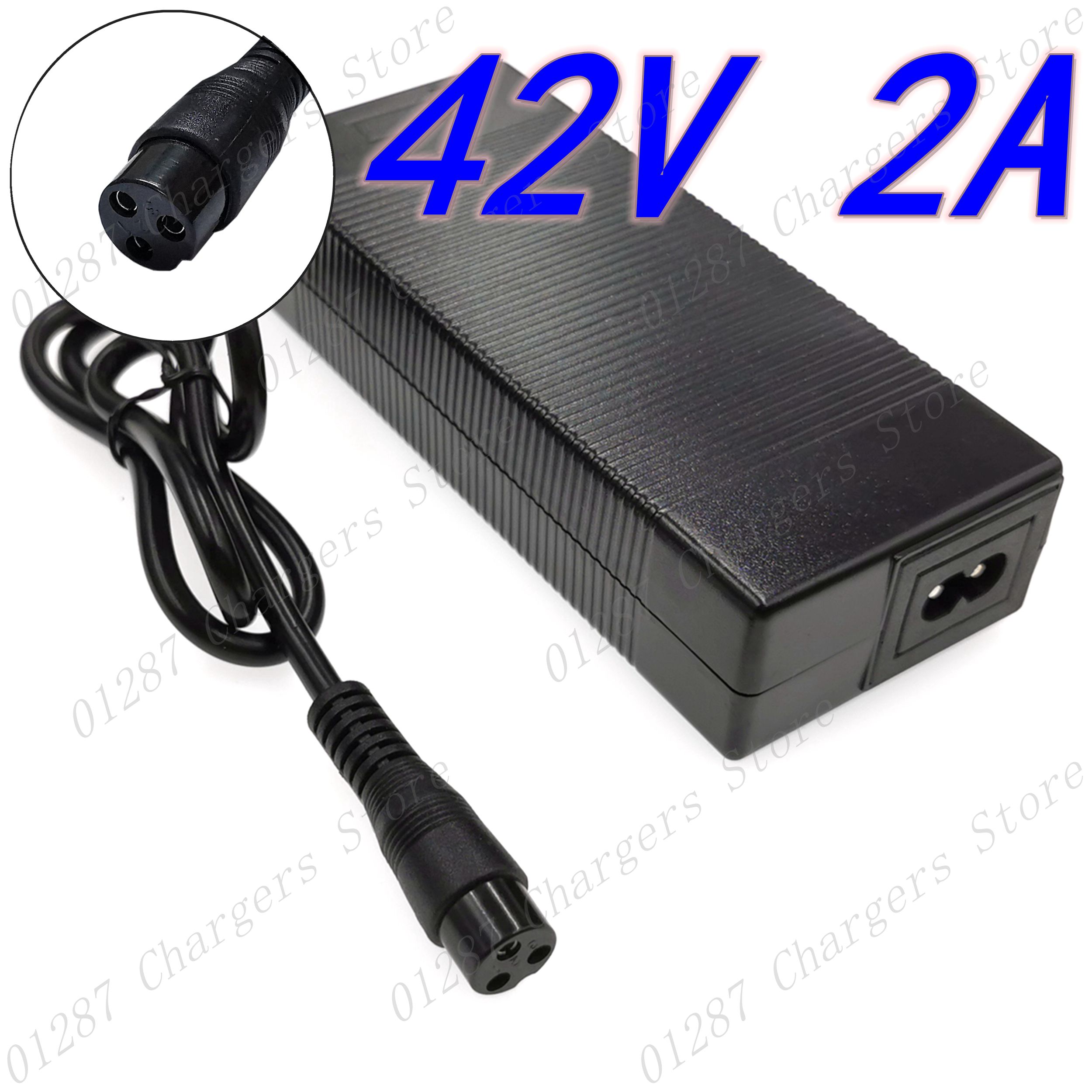 Chargeur de batterie au lithium pour vélo électrique 42V 2A pour scooter électrique 36V, connecteur en ligne à 3 broches, prise 3P GX16