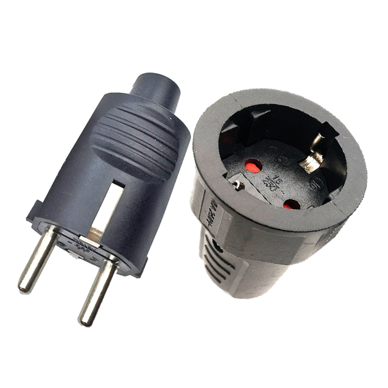 1 unidade de Conector Destacável Preto EU 16A para Cabo de Alimentação, com Aterramento, para PDU/UPS, compatível com tomadas da Alemanha, Coreia e Rússia, com fio de montagem, tipo fêmea e macho.