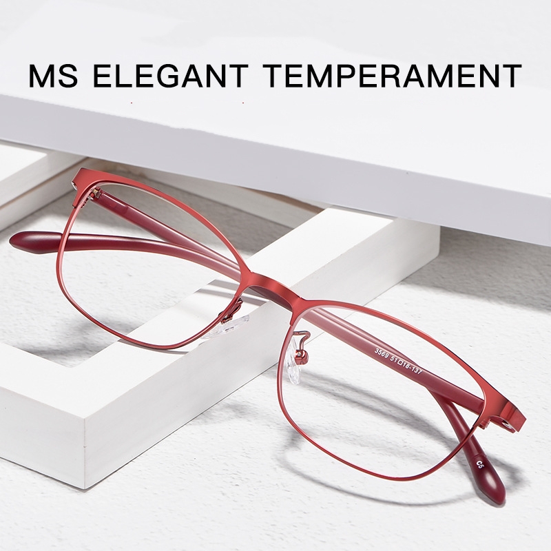 YIMARUILI ultraligero moda TR90 montura de gafas de Metal rojo Retro redondo cara pequeña gafas graduadas ópticas montura mujer 3569
