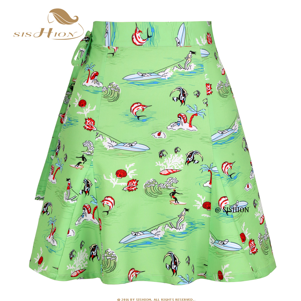 SISHION ฤดูร้อน Sarong Beach Boho กระโปรงเซ็กซี่ SS0015เข่าความยาวสีเขียว Quick Wrap กีฬาปกคลุม Multitasks สั้นห่อกระโปรง