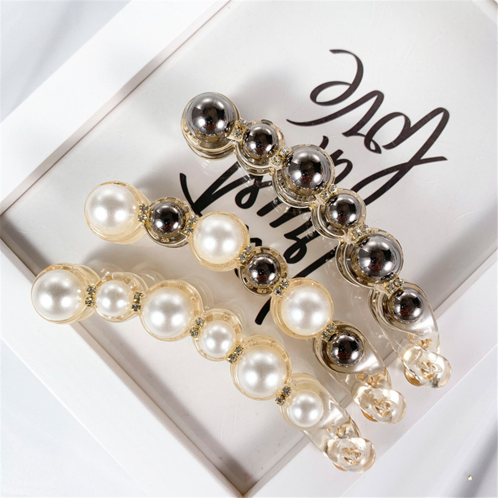 1Pc Parels Haarspelden Haar Clips Sieraden Banaan Clips Hoofddeksels Vrouwen Haarspelden Meisje Paardenstaart Haarspeldjes Haarspelden Accessoires
