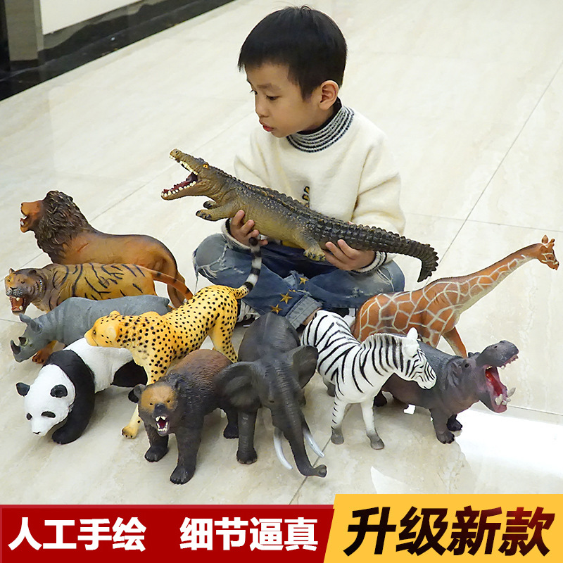 Figurines d'Animaux à Colle Souple de Grande Taille, Éléphant, Ours, Lion, Panda, Crocodile, Modèles d'Action, Jouets pour Enfant, Cadeau