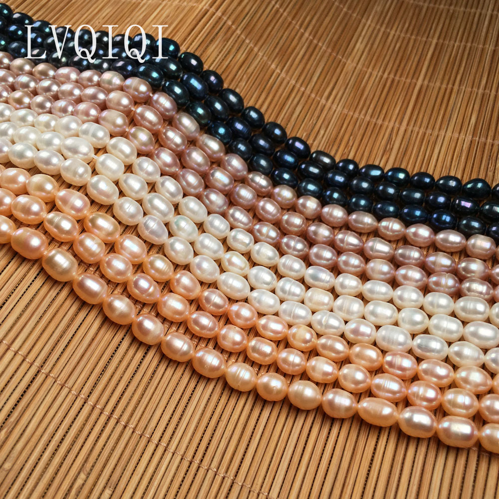 Real natural de água doce 100% pérola arroz contas espaçador perfurador pérolas soltas grânulo para jóias diy colar pulseira acessórios fazendo