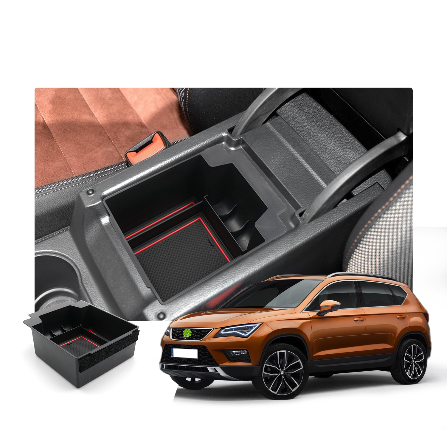 RUIYA Auto Bracciolo Box Storage per Seat Ateca 2017-2023 2024 2025 Contenitore di controllo centrale Auto Interno Seat Ateca Accessori 2025.