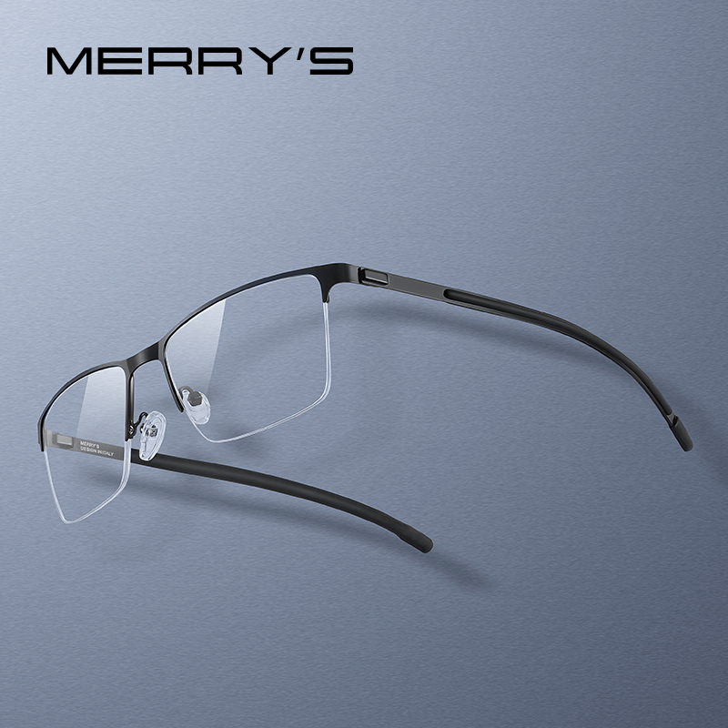 MERRYS DESIGN Männer Reinem Titan Brille Rahmen Platz Myopie Optische Rezept Brillen Rahmen Gleitschutz Silikon Brillen S2258