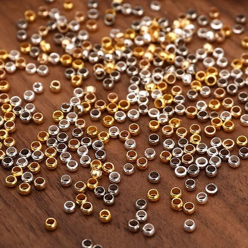 500 Stück Gold Silber Kugel Crimps End Perlen 2/2,5/3 mm Stopper Spacer Komponenten Perlen für Schmuckherstellung DIY Zubehör
