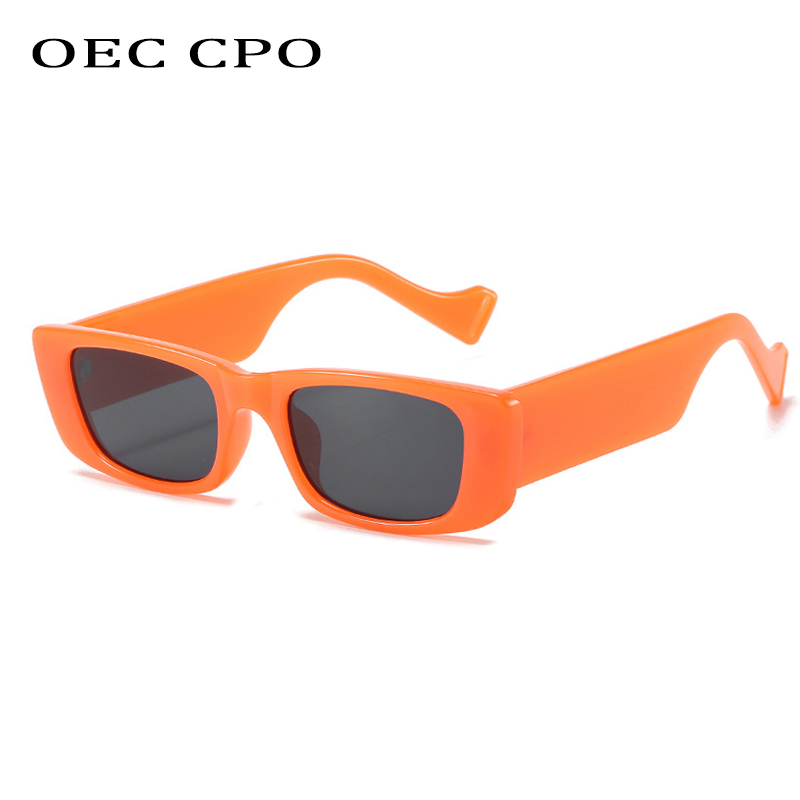 OEC CPO Vintage kwadratowe okulary przeciwsłoneczne damskie Retro małe prostokątne okulary przeciwsłoneczne damskie seksowne pomarańczowe okulary dla mężczyzn Lunette De Soleil
