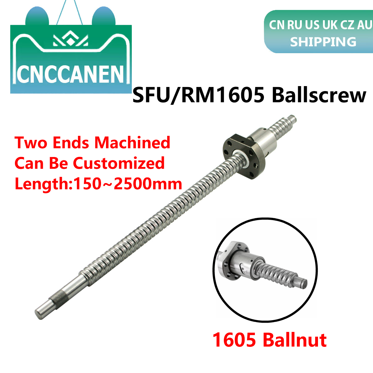 Ball Schraube C7 SFU1605 150mm 200mm 300mm 500 mm 1150mm 1550mm Mit Einzel Ballnut BK/BF12 RM1605 Kugelumlaufspindel Ende Bearbeitet Für CNC