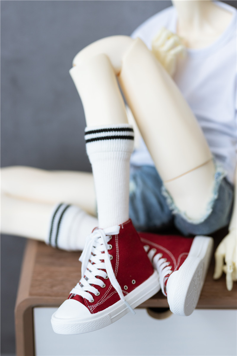 Обувь для куклы BJD 1/3 1/4 1/6, высокие спортивные милые красные, синие, черные парусиновые туфли, аксессуары для кукол на интегрированной подошве