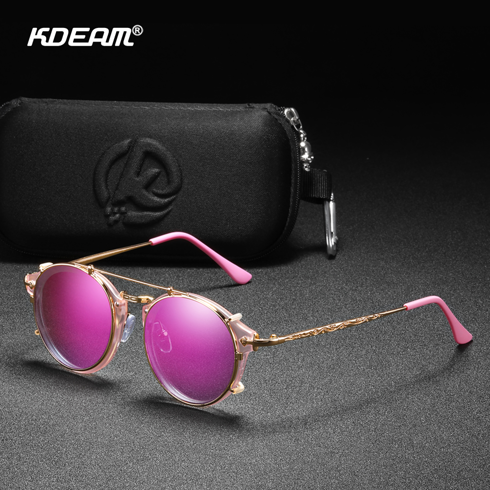 KDEAM Steampunk okulary przeciwsłoneczne w formie nakładki męskie okrągłe okulary przeciwsłoneczne damskie barokowe rzeźbione nogi w dopasowanym rozmiarze z pudełkiem