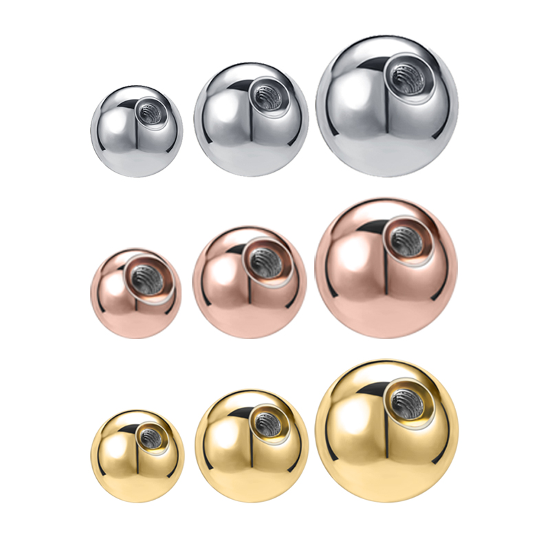 ZS 5-50 Pz 16G Vite per piercing in acciaio inossidabile Sfera di ricambio Placcato in oro rosa Palline per orecchini Naso Labret Helix Piercing Ball