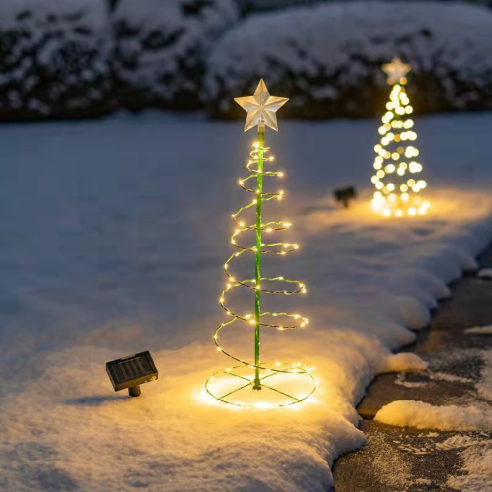 Solar al aire libre estrella alambre de cobre cadena de luz LED grado impermeable IP65 luces de Navidad festival celebración decoración creativa árbol de Navidad protección del medio ambiente carga de energía verde