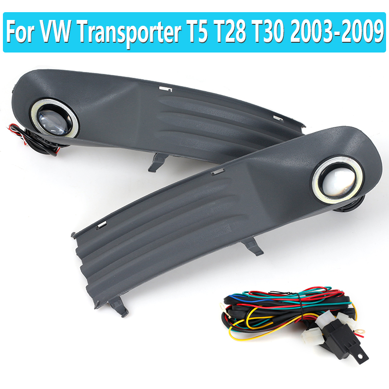 Phares antibrouillard de voiture pour VW Transporter, lampes Angel Eye Grilles, SFP, T5, T28, T30, 2003, 2004, 2005, 2006, 2007, 2008, 2009, 1 paire