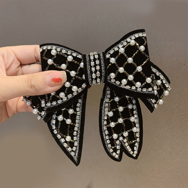 188 CENTIMETRI di Marca di Grandi Dimensioni Nastro di Perle Clip di Capelli Barrette Fatti A Mano di Perline di Cristallo Artistico Velluto Accessori Per Capelli Pinze Forcelle