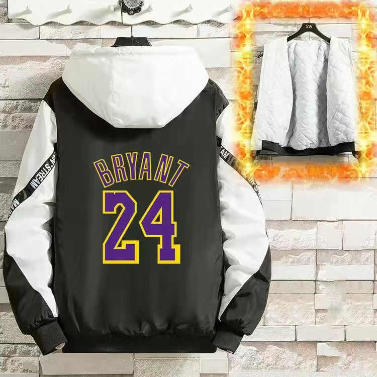 ฤดูหนาว Bryant 24 Hoodie สีดำ Mamba Men เสื้อแจ็คเก็ตสำหรับนักกีฬาบาสเกตบอล Cardigan Sportman แฟชั่นผ้าห่มกันลม Breaker เสื้อ