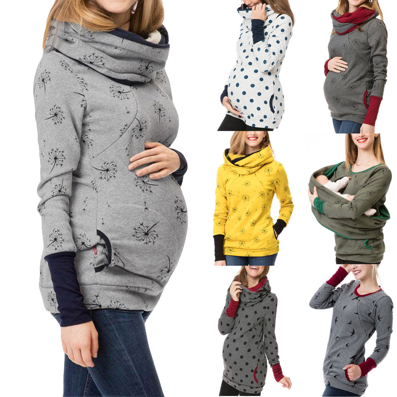 Maternidade enfermagem moletom com capuz inverno outono gravidez roupas grávidas amamentação camisola camisas t camisa superior