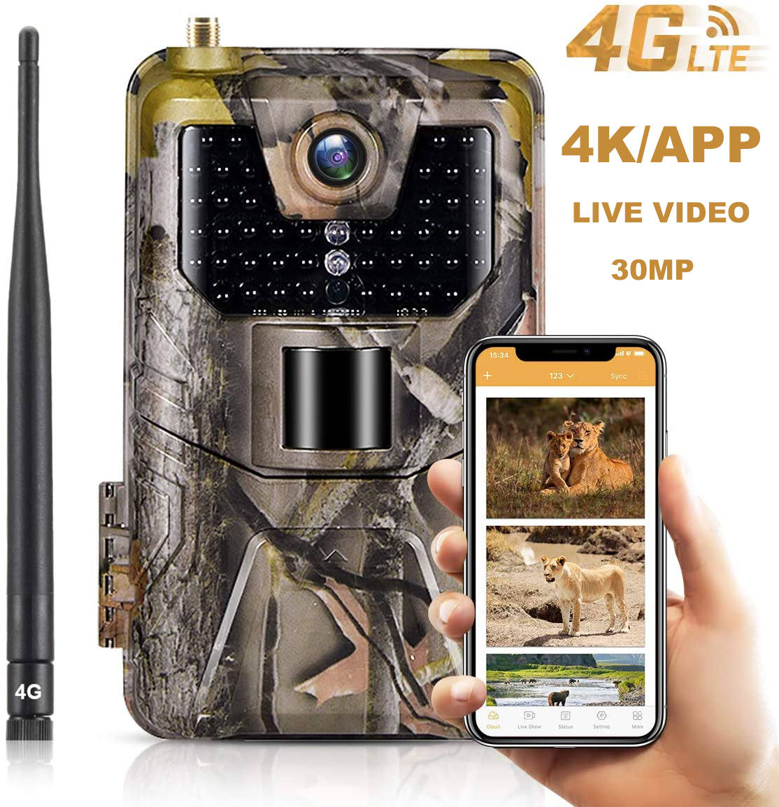 Ứng Dụng Đường Mòn Camera 4K Sống Phát Sóng Miễn Phí Dịch Vụ Đám Mây Săn Ảnh Bẫy 4G 30MP Động Vật Hoang Dã Camera Quan Sát Ban Đêm HC900PRO