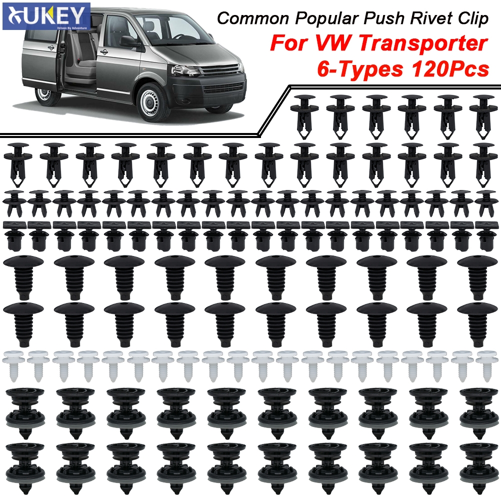 Clips de revestimiento embellecedores para coche, retenedores de parachoques, cubierta inferior de motor automático para VW Transporter T4 T5 T6, remaches de empuje de plástico, 120 unidades