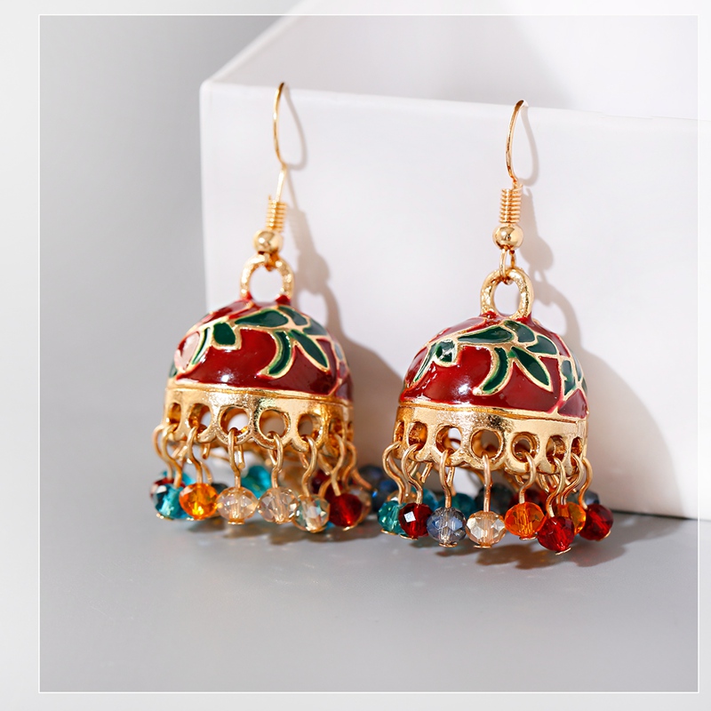 Pendientes étnicos Corful con borlas y cuentas turcas, Boucles D'oreille para mujer, pendientes pequeños de campana de oro Vintage, joyería india
