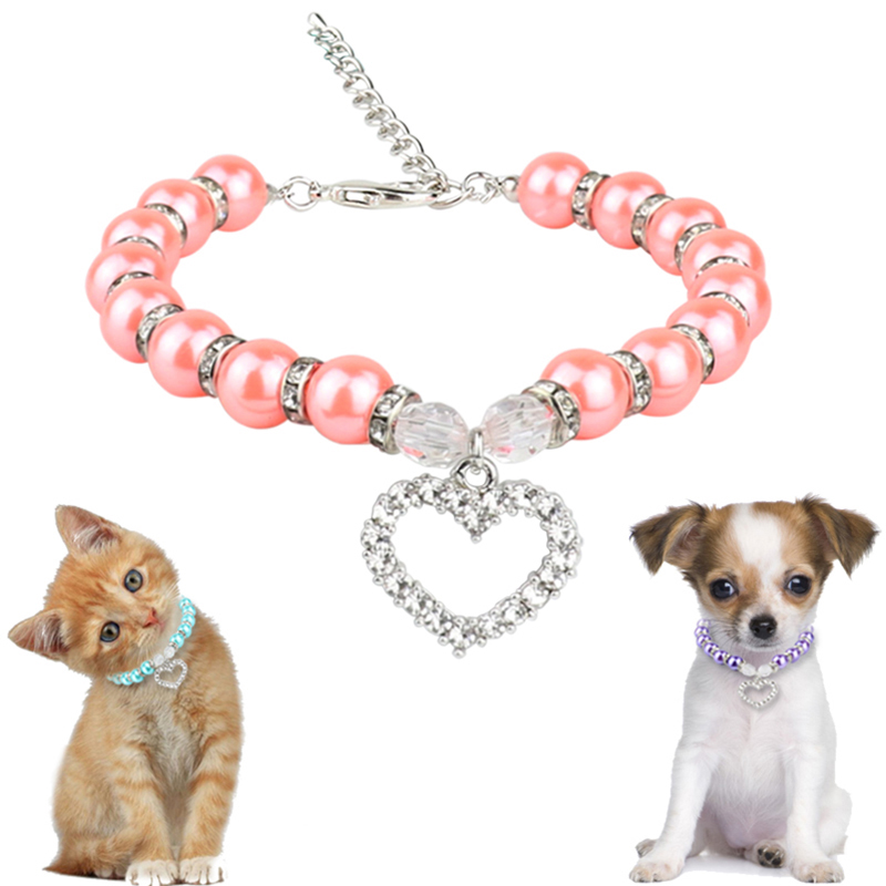 Berlian Imitasi Kerah Hewan Peliharaan Anak Kucing Anjing Imitasi Pearl Kalung Hewan Peliharaan Aksesoris Indah Fashion Hewan Peliharaan Anjing Kucing Kerah