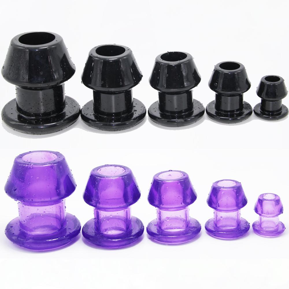 Super ogromne Hollow Anal Dilator lewatywa Butt Plug silikonowy Hollow masaż prostaty pochwy Dilator Anus Expander zabawki erotyczne dla dorosłych