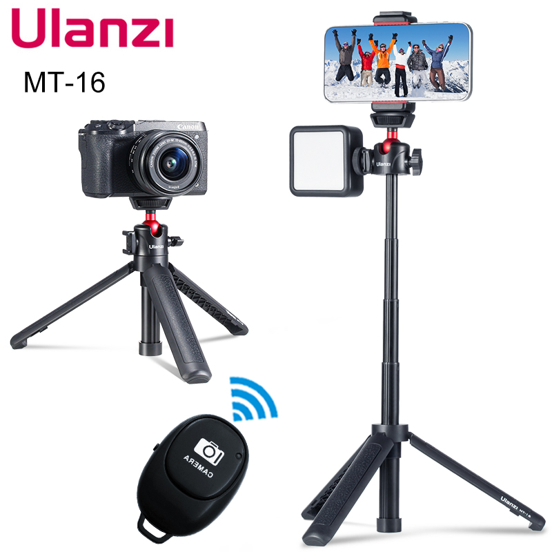 VIJIM Ulanzi MT-16 trípode plegable para teléfono cabezal de bola de zapata fría 1/4 ''palo Selfie Mini soporte para cámara móvil DSLR