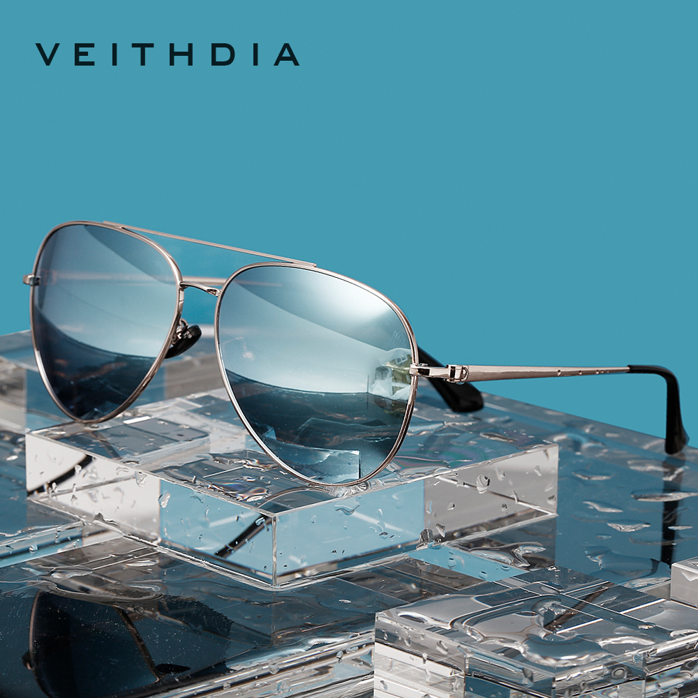 Veithdia-óculos de sol com espelho polarizado para homens e mulheres, acessórios de moda clássicos para uso ao ar livre, uv400, 8259