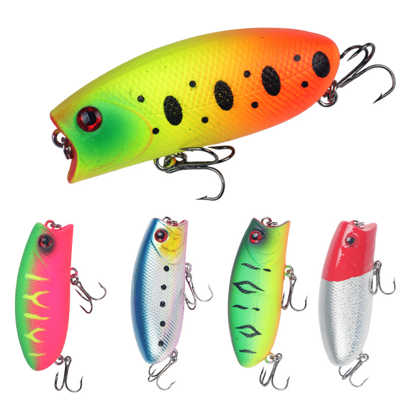 1 Pezzo Esca Artificiale da Pesca 57mm Galleggiante Popper Topwater con Ancorette Bioniche per Lanci Lunghi