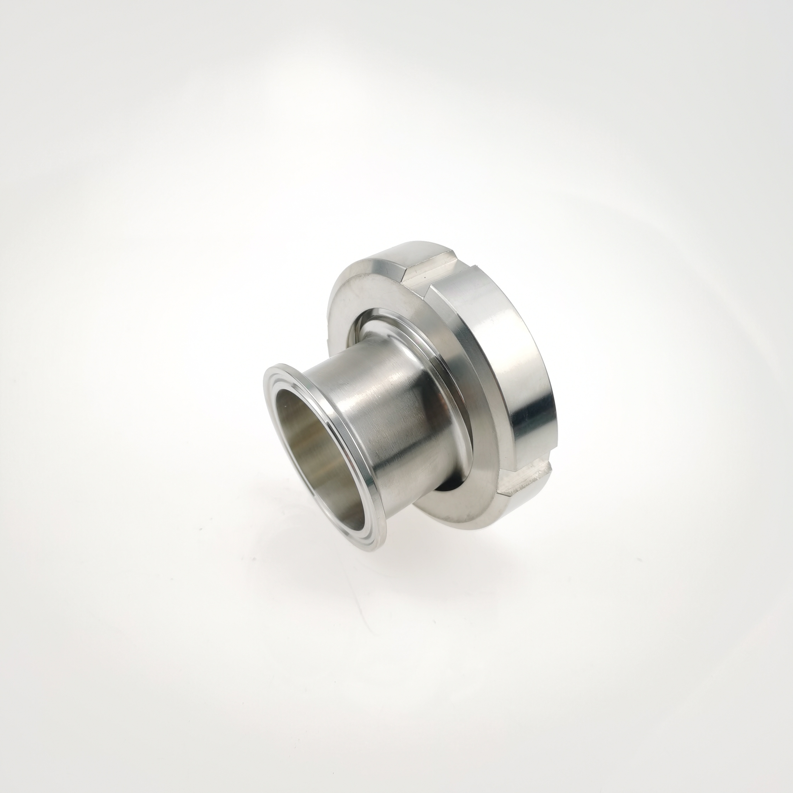 DIN11851 Adaptadores de soldadura macho a triple abrazadera DN20 DN25 DN32 DN40 (TC 50,5 mm) Revestimiento y tuerca de soldadura x TC 1,5 pulgadas Accesorios sanitarios