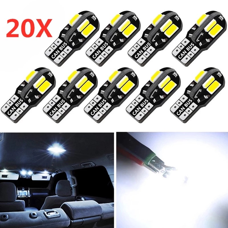 20/10/2 шт. лампа для салона автомобиля W5W T10 LED 5730 8SMD Canbus без ошибок 12 В 194 168 купольные фонари для карт, парковочный фонарь, автосигнальная лампа