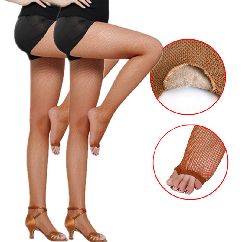 2 pares de medias de baile latino medias de red para mujer medias con punta abierta pantimedias de malla para chica ropa de baile latino delgada medias con punta