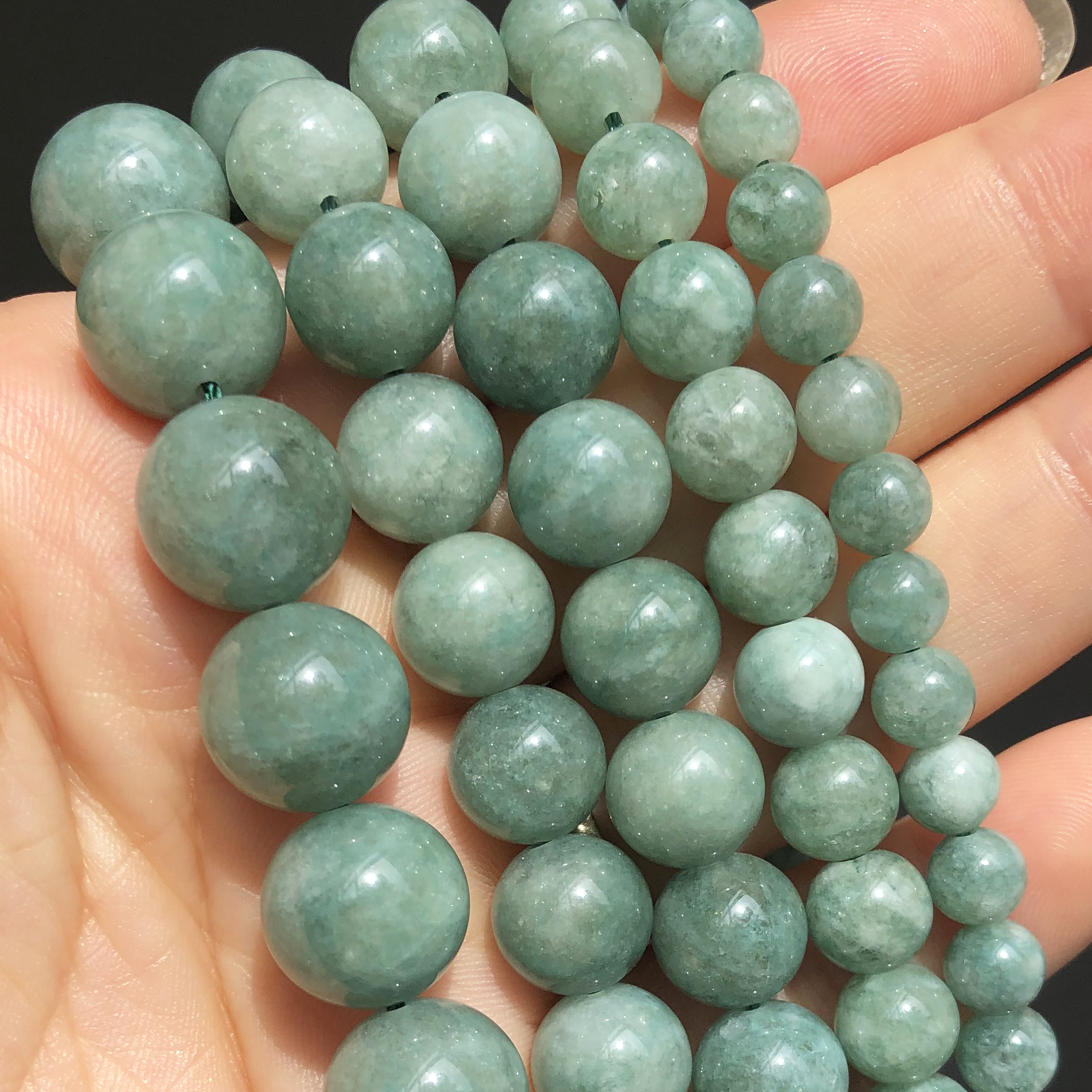 6 8 10 12mm Birmańskie koraliki z jadeitu Naturalne luźne koraliki dystansowe do tworzenia biżuterii Okrągłe koraliki DIY Akcesoria do bransoletek 15 ''