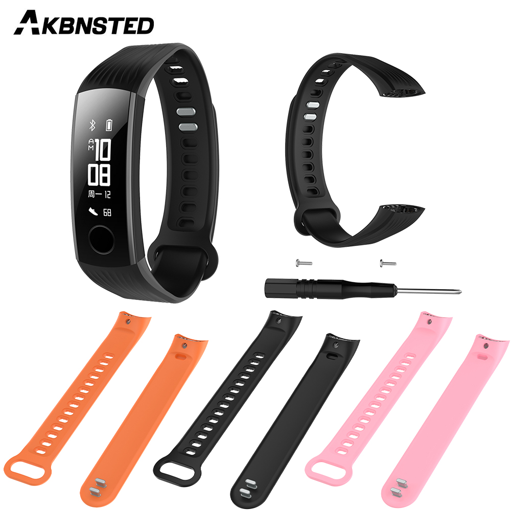 AKBNSTED para Huawei Honor Band 3 pulsera inteligente correa de reloj de repuesto para Honor Band 3 correa de reloj de silicona suave colorida