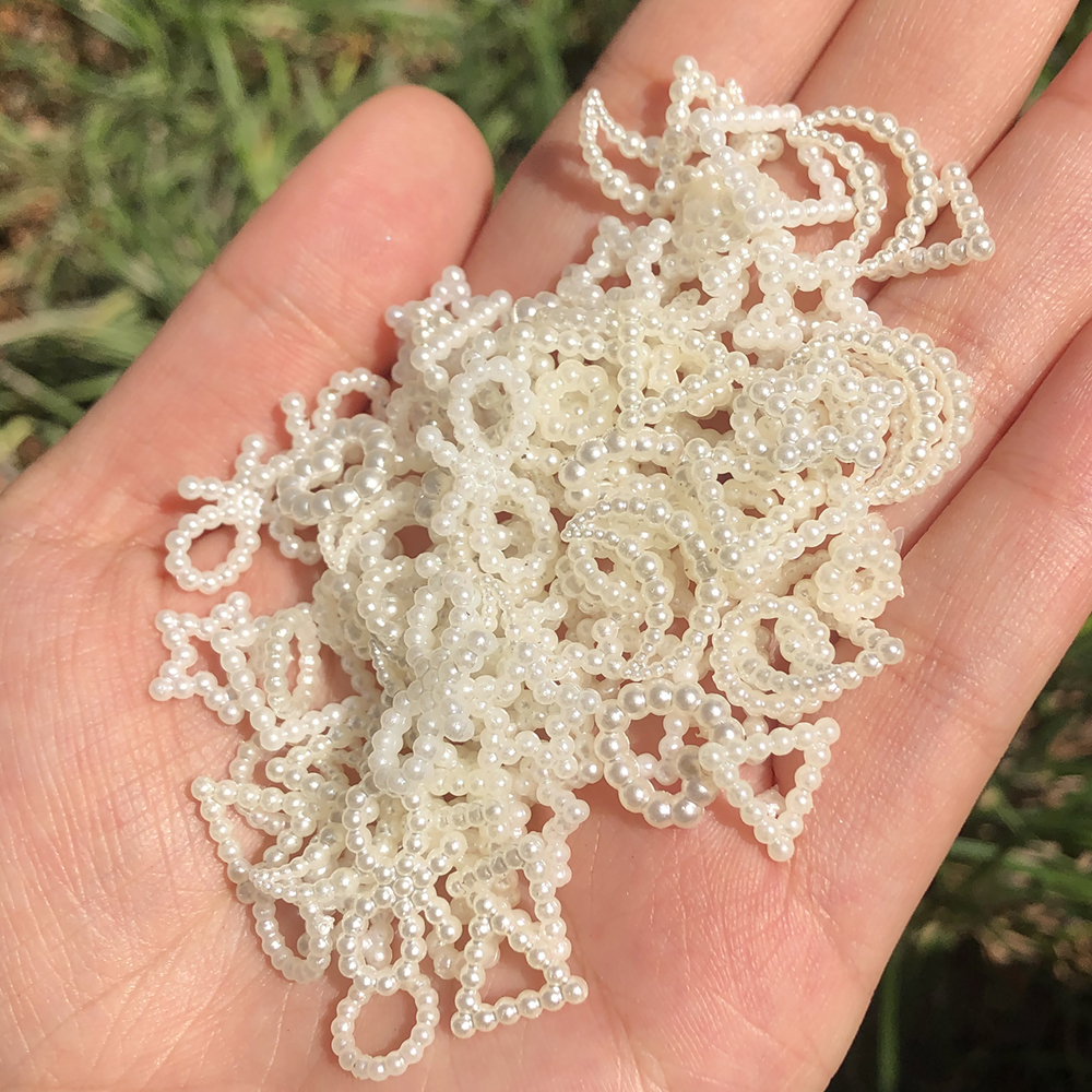 Coração em forma de pérola oca solta grânulos para roupas, artesanato DIY vestuário, cor branca, 12x12mm, 100 pcs, 200pcs por pacote