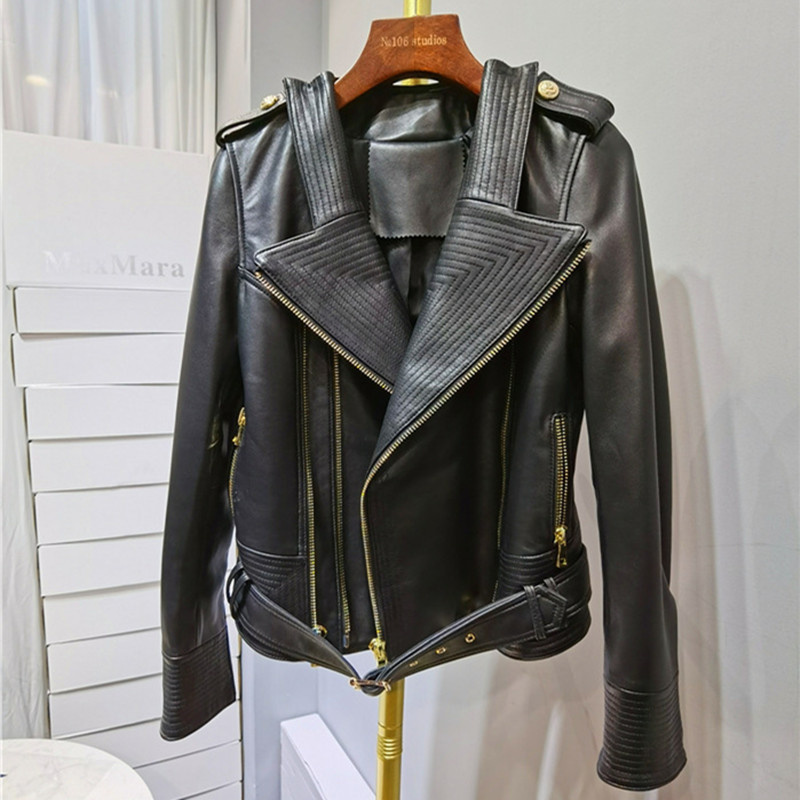 Luxus Echtem Leder Jacke Frauen Echt Schaffell Damen Mantel Berühmte Marke Designer Hohe Qualität Kleidung Jacke Top Größe XXL