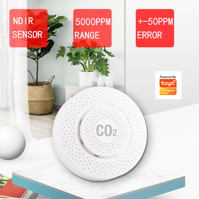 Sensor de dióxido de carbono Tuya CO2, detector de co2 NDIR, medición de alta precisión, supera la alarma estándar, enlace inteligente para el hogar, tuya senso