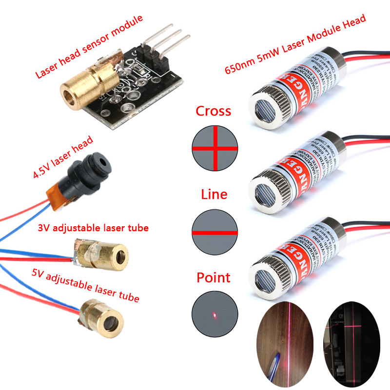 調整可能なガラスレーザーヘッドモジュール,焦点を調整可能,工業用クラス,650nm,5mw,赤い点/ライン/クロス